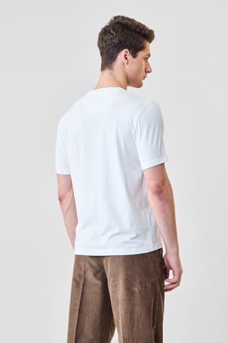 Image of SNITCH Men Slim Fit Cotton Lycra T-Shirt | Minimalist Pullover Short Sleeve Crew Neck Styling | Breathable Stretchable Soft Texture Casual Everyday Wear Plain Tee
