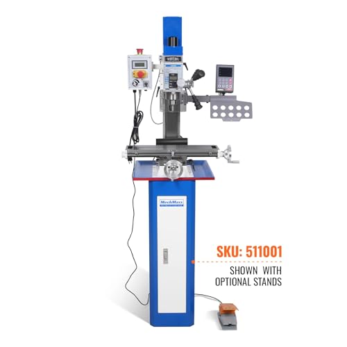 MechMaxx 6\"x20\'\' Benchtop Mill Drill Machine with DRO, Variable Speed, R8 Spindle, 1 HP, 110V, Compact Milling Drilling Tool for Garage Shop, DIY Metalworking without Stand,Model VM18LD - Thumbnail 2