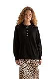 DeFacto Langarm Blusen & Tuniken-Pullover Damen Winter Sweater Blouse, T.Black, L Mujeres