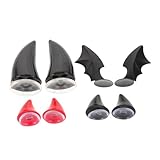 OUNONA 4 Pares Decoraciones para Casco de Motocicleta con Cuernos y Alas de Negras Accesorios Ligeros y Duraderos para Casco Diseño Resistente y Cómodo para Mujer