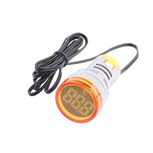 交流電圧表示デジタルLED電圧計 22mmミニプラスチックLEDデジタル温度計 50-380V AC 青 赤 白 黄 緑 ライト(Square Yellow)