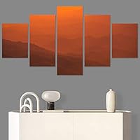 SIGNWIN 5 Panel Canvas Wall Art Orange Sunset for Home Decorations Ready to Hang - 60