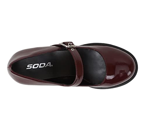 Image of Soda inchEviana inch ~ Women Mary Jane Round Toe Mid Chunky Block Heel Lug Sole Pump with Adjustable Strap