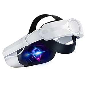 VR Elite Strap mit Akku 6000 mAh für Oculus Quest 2, Verstellbares Ersatz Komfortabler VR-Kopfband Zubehör, Weiss