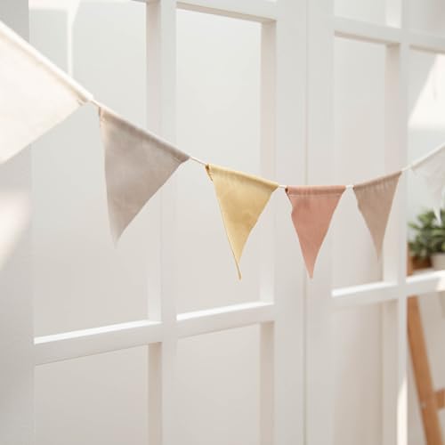 3.93 Feet Triangle Flag Banner Bunting Pennant for Kids Teepee Tent,Party and Room Decoration,10 Pcs single Sided Cotton Fabric Flag，Children's room decoration of baby's room*2 Strip Pack by BEIOUDEXIN - Used condition - Image 5