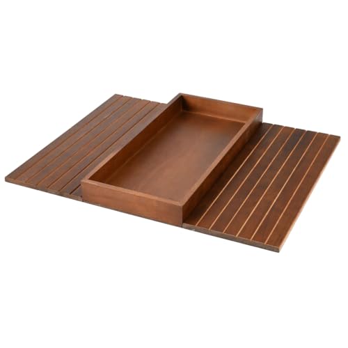 Foldable Couch Armrest Bamboo Tray with and Raised Edges