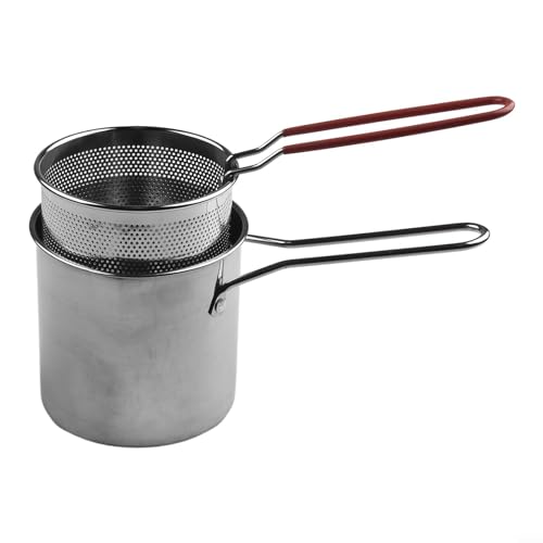 Oniissy Mini friteuse en acier inoxydable - Multifonction - Avec poignées - Petite casserole en acier inoxydable (1 pièce)