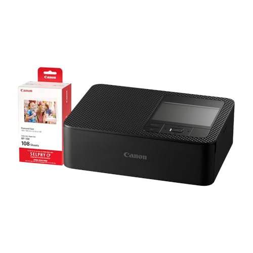 Image of Canon Selphy CP1500 Wireless Compact Photo Printer (Black) + RP-108 High-Capacity Color Ink /Paper Set, 4 inchx6 inch Prints, 108 Sheets