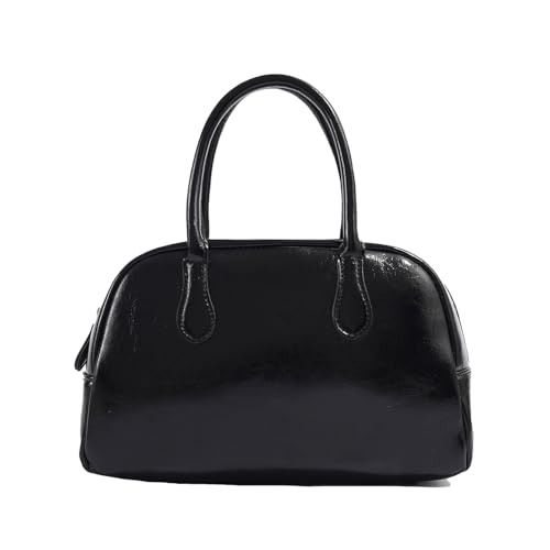 Bowling Bag Purse PU Leather Bowler Bags Top Handle Structured Shoulder Handbag Elegant Classic Purses for Daily Use