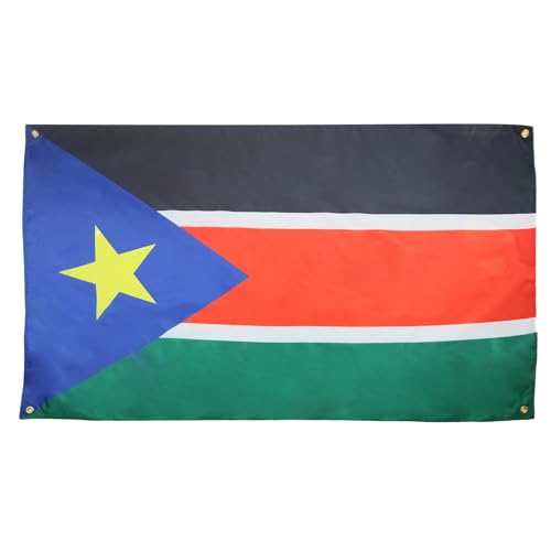 AZ FLAG Drapeau Soudan du Sud 150x90 cm avec 4 oeillets, Pavillon Sud Soudanais pour balcon ou mur