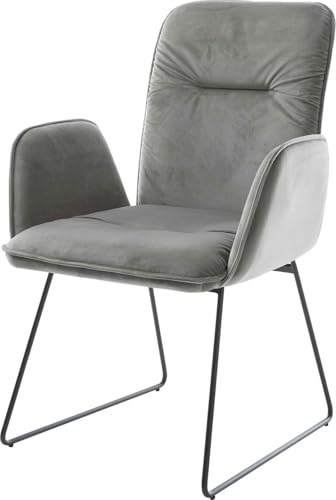 DELIFE Polsterstuhl Vinja-Flex Kufengestell Schwarz Samt Grau