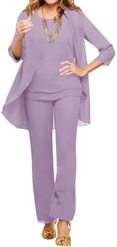 Destination Wedding Guest Outfit for Over 50: 21 Chic & Stunning Looks 7 3 Pieces Mother of The Bride Pant Suits for Wedding Guest Chiffon...