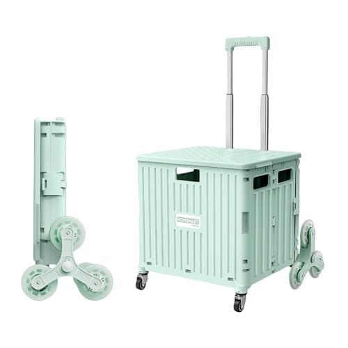 Foldable Utility Rolling Cart - Portable Grocery Cart on Wheels, Collapsible Handcart for Moving, Shopping Trolley for Dorm, Camping, Travel, Office
