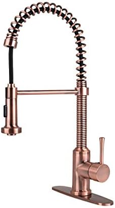 Fontaine by Italia, N96565FC-DP-AC, Residential Spring Coil Pull Down Kitchen Sink Basin Faucet Tap Fixture with Cone and Flat Spray Heads and Deck Plate for 1 or 3 Hole Installation in Antique Copper