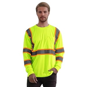 W&H Hi Vis Safety Long Sleeve Shirts Reflective High Visibility Birdeyes Class 3 Shirts,Construction Work