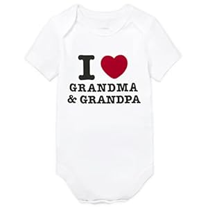 The Children’s Place Baby Single Short Sleeve 100% Cotton Bodysuits, I Heart Grandma and Grandpa, 6-9 Months