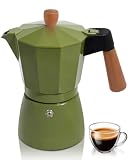 Belly Moka Coffee Maker Stovetop Espresso Maker with Wood Handle 6 Cup