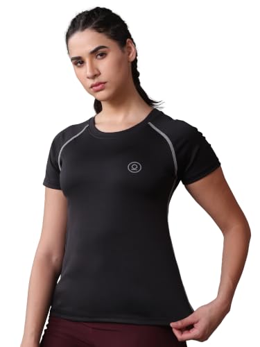 Image of CHKOKKO Women's Compression Gym T-Shirt for Running, Workout, Training, Sports & Activewear | Quick Dry Breathable Stretch Fabric | Body Fit Half Sleeve Athletic Sports Tee for Women