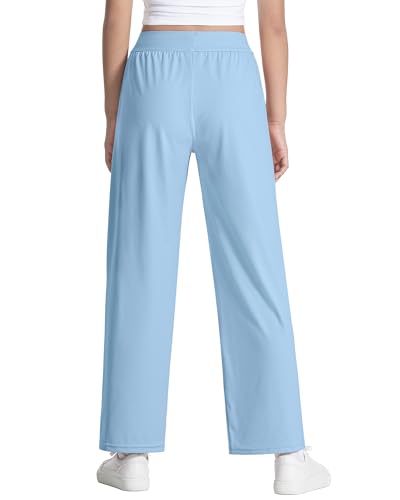 JOCMIC Calça social para meninas, pernas largas, para ioga, com bolsos, cintura alta, calça casual l