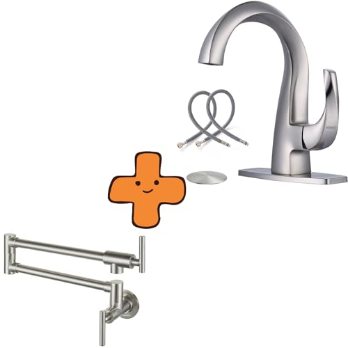 Robinet lavabo laiton massif design extensible nickel brossé