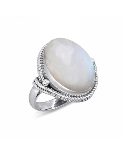 Bague Pierre de Lune Aden Argent 925 massif et cabochon d'exception