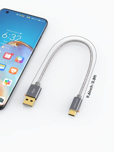 Cablecreation Usb C Cable Short 0.8Ft, Durable Usb C To Usb A Short Usb C Cable Fast Charging 3A 480Mbps Data Usb A To Usb C For Power Bank, Ipad Pro, Ipad Mini, Galaxy S22 Ultra Pixel Etc, 25Cm Gray #TOP5