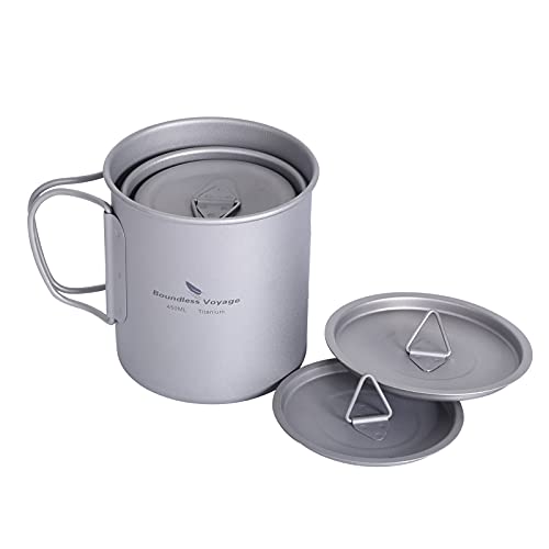 Boundless Voyage Titanium Cup With Lid Outdoor Camping Ultralight Water Tea Coffee Mug 200Ml/300Ml/450Ml (3 Pcs (200+300+450Ml)) #TOP3