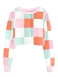 WIFFGO Girls Crop Sweatshirts Casual Tops Kids Long Sleeve Plaid Pullover Cute Fall Winter Fashion Shirts For Teen Girl