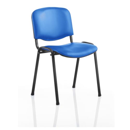 Image of OPO ISO Stacking Chair Robust Frame Curved Backrest | Stackable up to 12 High Padded Seat Great Conference/Meeting Chair Blue Vinyl Blue Vinyl Black