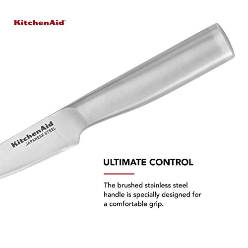Kitchenaid Gourmet Forged Stainless Steel Paring Knife With Custom-Fit Blade Cover, 3.5-Inch, Sharp Kitchen Knife, High-Carbon Japanese Stainless Steel Blade, Brushed Stainless Steel Handle #TOP3