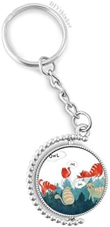 DIYthinker Cat Talking Owl Protect Animal Pet Lover Rotatable Keyholder Ring Disc Accessories Chain Clip image 2