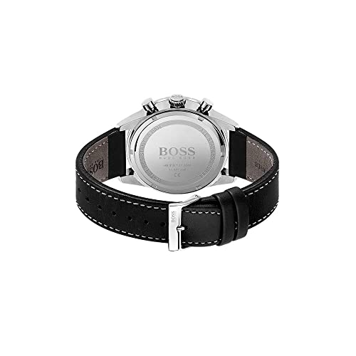 BOSS Men's Stainless Steel Quartz Watch with Leather Strap, Black, 22 (Model: 1513853) - Image 4