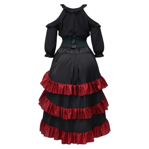 Jupe gothique steampunk rouge taille haute pour sublimer votre costume - 7