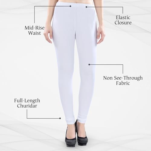 Image of TRASA Ultra Soft Cotton 4 Way Stretchable Churidar Solid Regular and Plus 20 Colours Leggings for Womens and Girls -Sizes :-M, L, XL, 2XL, 3XL, 4XL, 5XL, 6XL