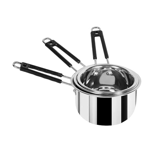 Image of Induction cookware of Stainless Steel pan for Milk Boiling Pot, Tea Pot | Induction Utensils Cooking Pans, Tea Maker, Milk Cooker of 2 Litre,1.5 Litre, 1 Litre