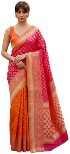 Image of Glory Sarees Women's Woven Pure Soft Kanjivaram Silk Saree Banarasi Style With Blouse Piece for Wedding