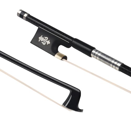 Kmise Carbon Fiber Violin Bows: Lightweight Violin Bow 4/4, Anti-Deformation Full Size Fiddle Bow, Ultra-Stretchy Horse Hair, Gift for Professional, Beginner, Adults, Kids Violins Practice (Black)