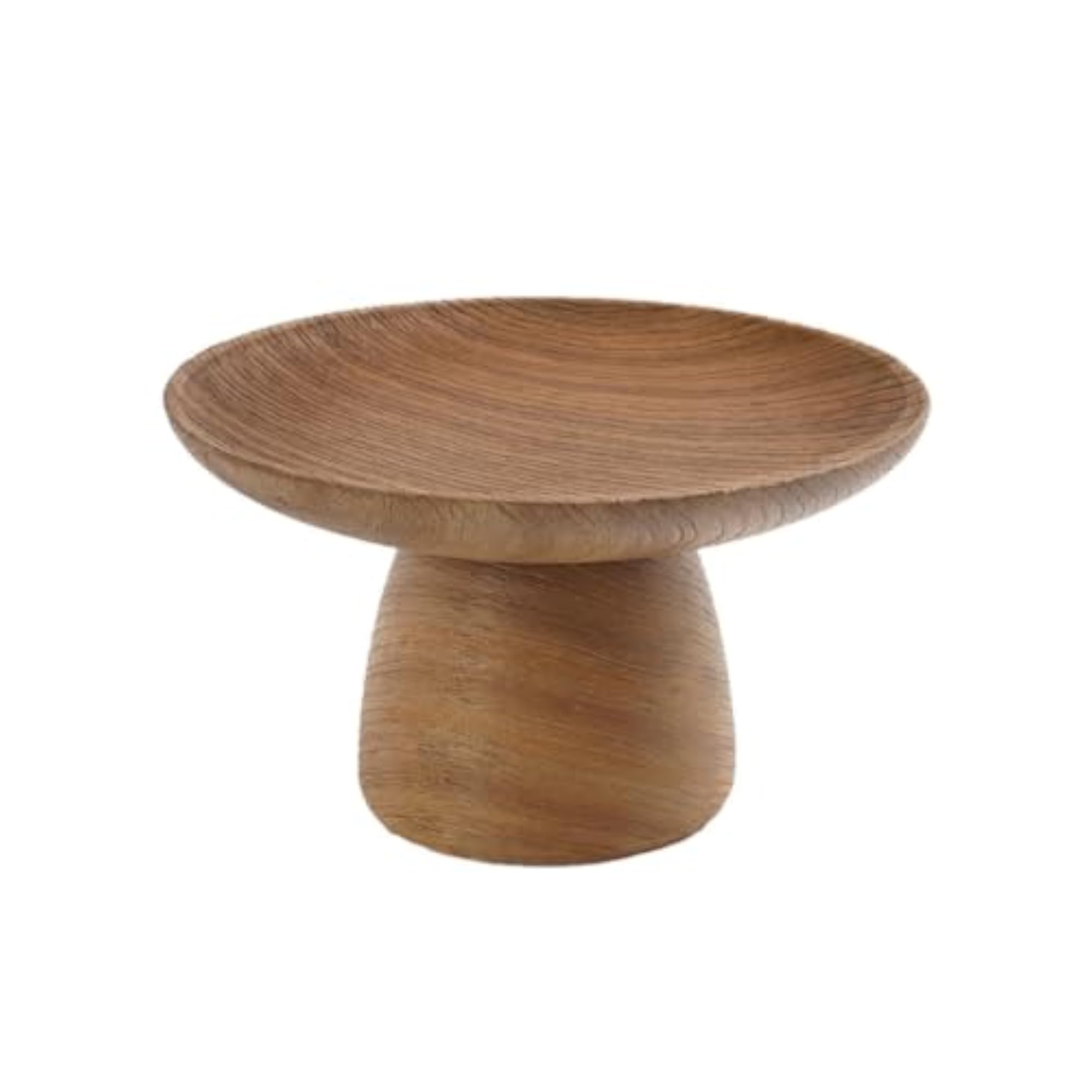 Wood-Grain Resin Tray with Pedestal, Decorative Design