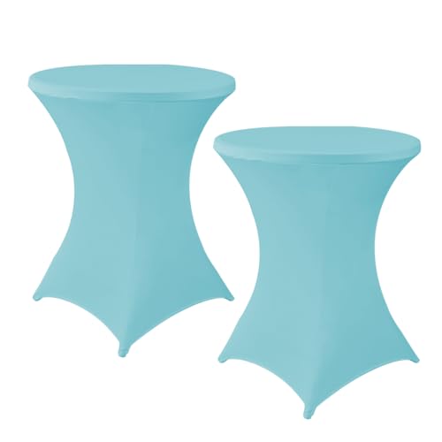 HAORUI Spandex Cocktail Table Covers, 2 Pack Fitted Round Hi