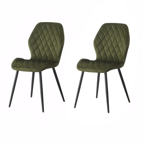 Image of Weegstok Velvet Dining Chairs Set of 2 Kitchen Chairs Dining Room Lounge Reception Chairs with Metal Legs for Living Room Bedroom,Sage green