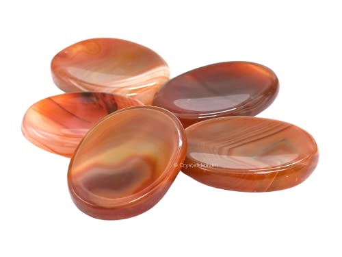 Image of Carnelian Onyx Crystal Thumb Worry Pebbles Stones for Anxiety Stress Relief Massage - AAA Grade Original Healing Gemstone Agate Rubbing Stone for Yoga Meditation Spiritual Reiki Feng Shui