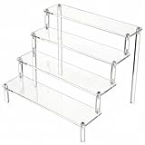 QWORK® 4-Stufig Acryl Display Ständer aus 4 mm Starker Acrylplatte - 30x25x20cm - Transparente Acryl Display Riser Regal für Figuren, Schmuck, Cupcake, Lippenstift, Nagellack, Gewürz