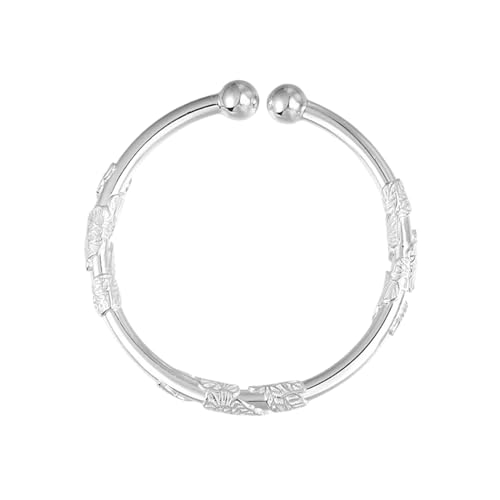 Brazalete de plata ajustable, pulsera abierta con cuentas para graduación,...