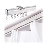 Silencieux : l'utilisation de roues en alliage silencieuses et porteuses améliore l'effet silencieux général. Structure monobloc résistante et portante. Embouts en alliage pour rail de rideaux offrant une protection solide