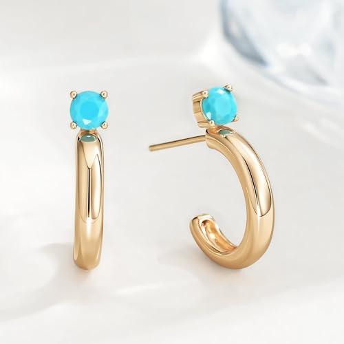 FETTERO Gold Hoop Earrings for Women, 14K Gold Plated Open C Shape Hoops Lightweight Chunky Gold Earrings, Hypoallergenic Gold Earrings for Women Ear Piercing Jewelry Gifts