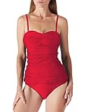 GRND Women Bandeau Tankini Swimsuit Front Twist Bikini Top Swimwear Ruched Modest Bottom Tummy...
