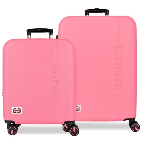 Set de bagages fuchsia Pepe Jeans Aris extensible pour éviter le manque de place
