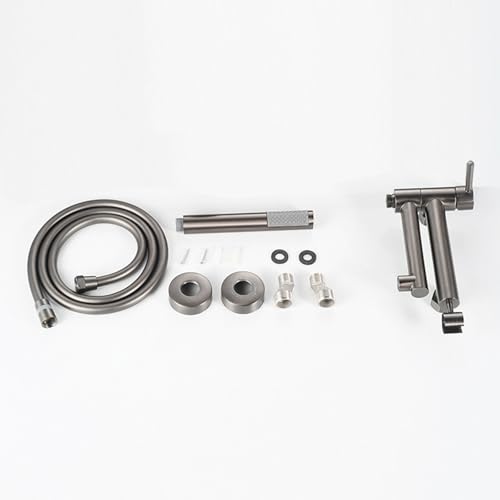 Mitigeur pivotant mural avec pommeau douche réglable et tuyau flexible - 7