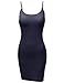 Slim Fit Solid Spaghetti Strap Cami Slip Dresses Navy Size M