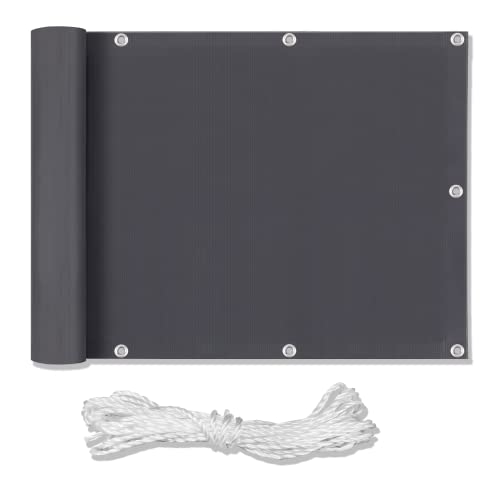 Froadp Balkon Sichtschutz aus PVC UV-Schutz Balkonbespannung 75cm Hoch mit...